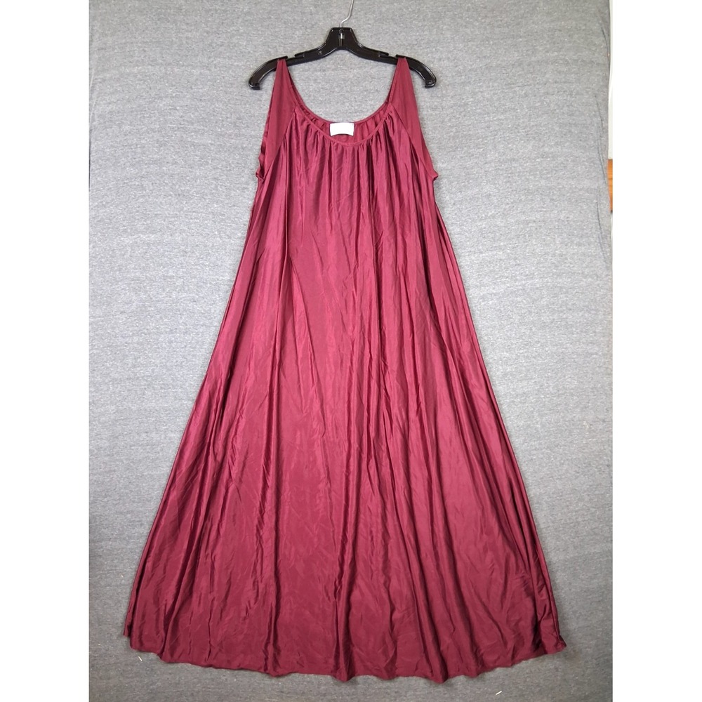 VTG  Moodsetter Slip Dress S Red Burdundy Maxi Full Sweep USA Nylon Romantic